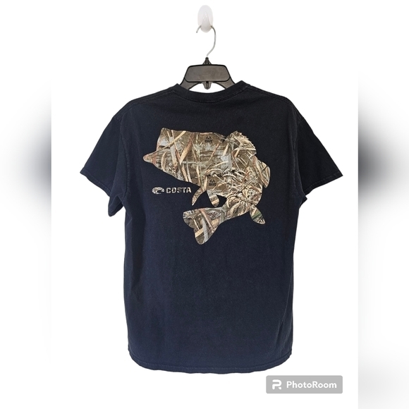 Costa del Mar Realtree Max-5 Camo Fish Print T-Shirt Black Mens Medium - Picture 3 of 3